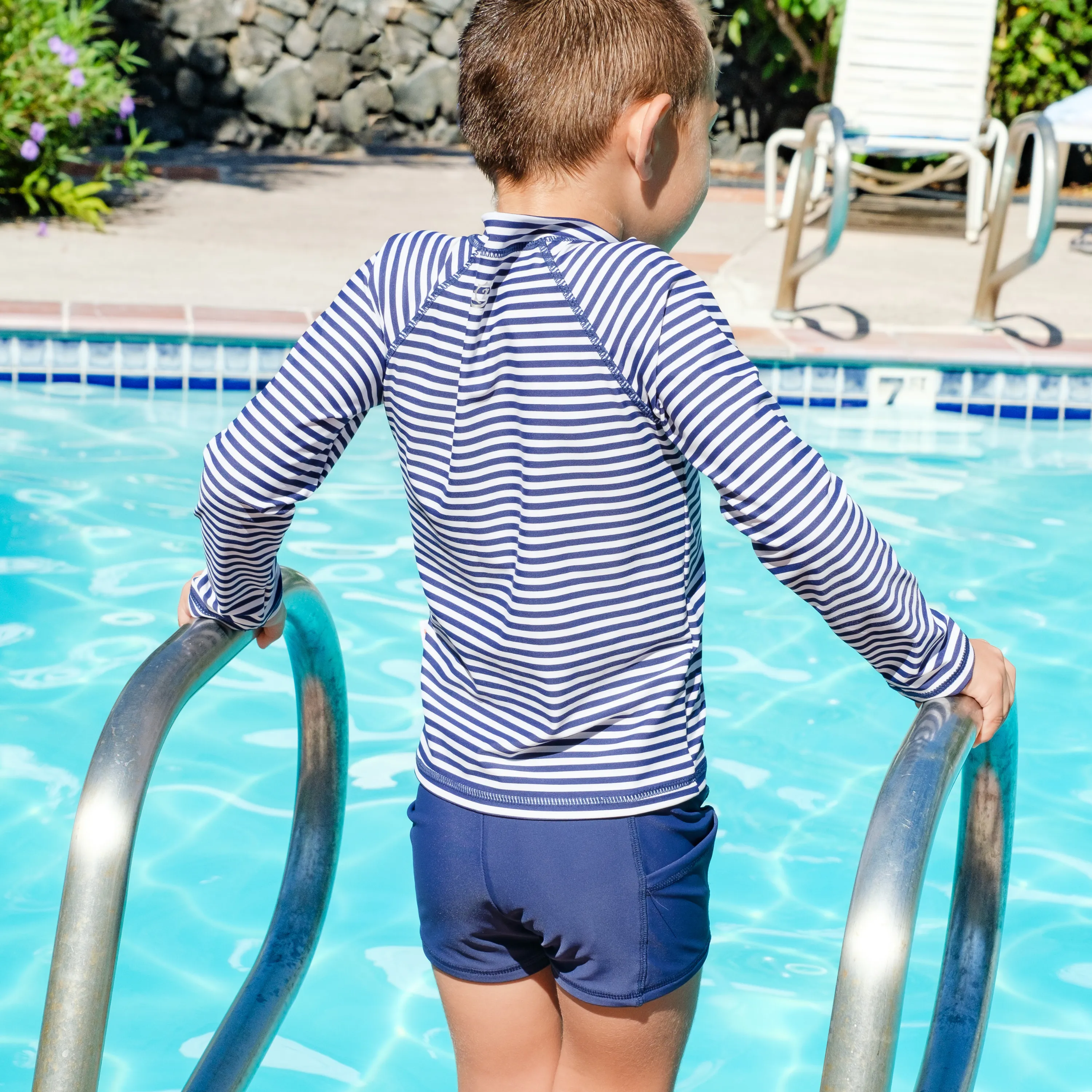 Kids UPF 50  Long Sleeve Zipper Rash Guard Swim Shirt | "Stunner"