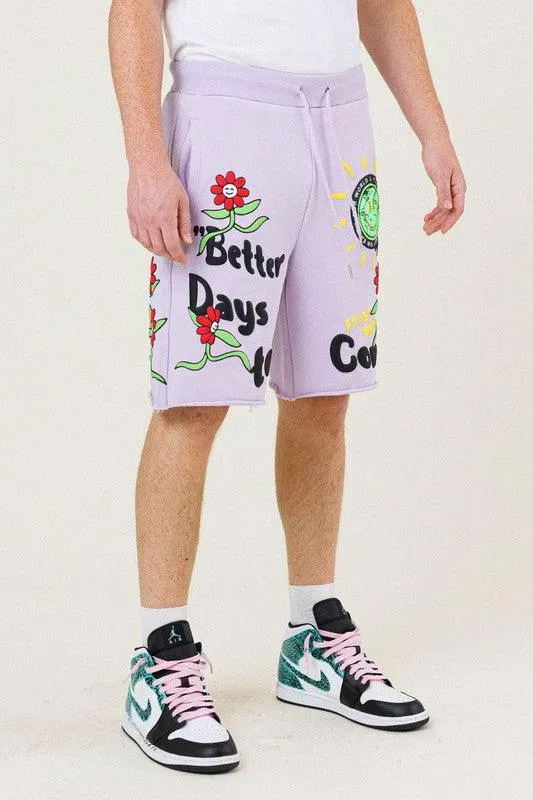 Mens Pink Earth Terry Shorts