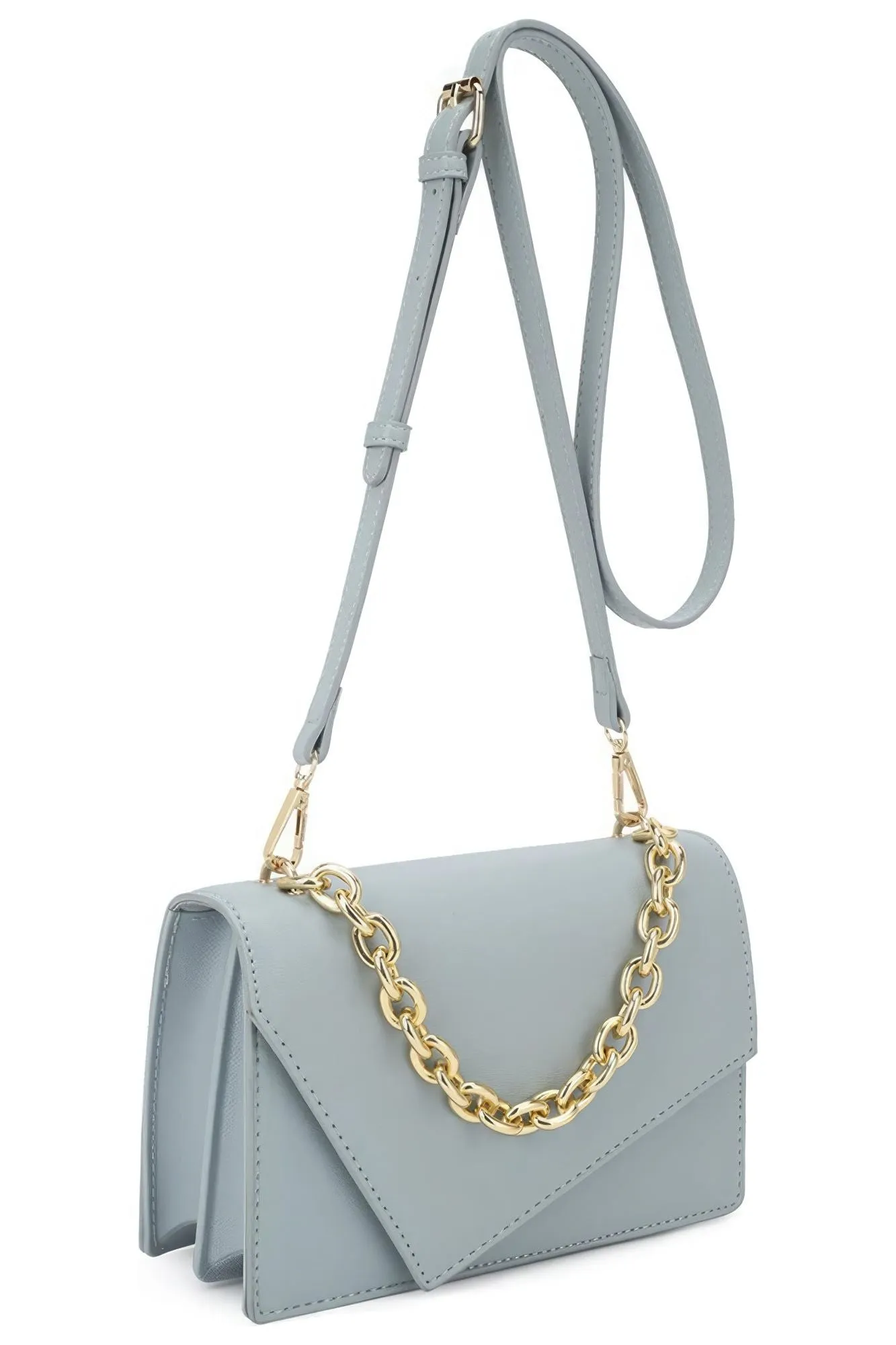 Smooth Plain Chain Link Crossbody Bag